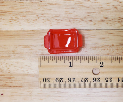 Dollhouse Orange Glass Casserole Dish with Handles 1:12 Scale Miniature Kitchen