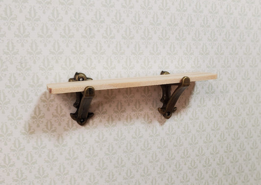 Dollhouse Small Wall Shelf with 2 Metal Brackets 1:12 Scale Miniature