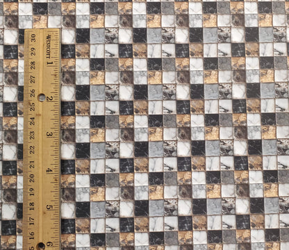 Dollhouse Tile Paper Flooring or Backsplash Black White Gold 1:12 Scale