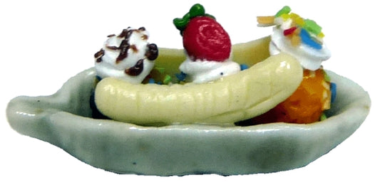 Dollhouse Sundae with Sliced Banana Strawberry 1:12 Scale Miniature Food Dessert