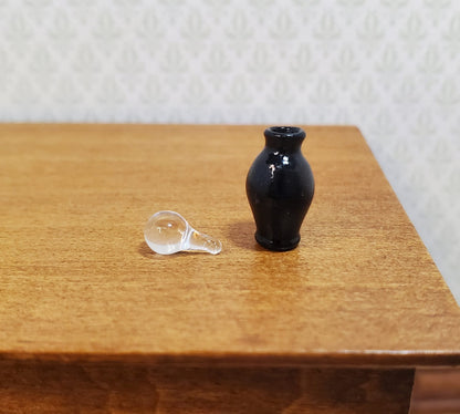 Dollhouse Black Small Elegant Jar with Stopper 1:12 Scale Miniature