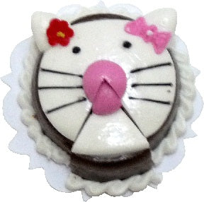 Dollhouse White Kitty Cake with Slice 1:12 Scale Miniature Dessert Food