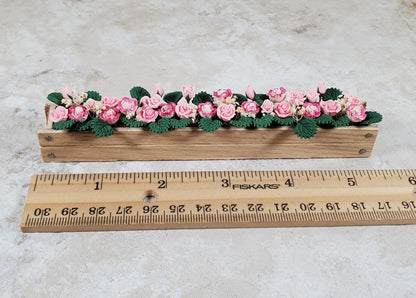 Dollhouse Pink & White Roses in a 5.5" Window Box Planter 1:12 Scale Miniature