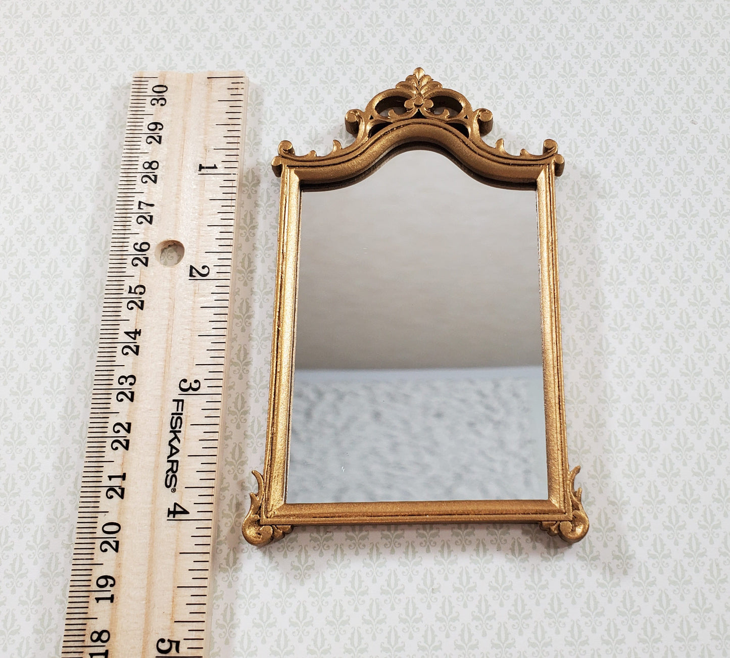 JBM Dollhouse Mirror Gold Finish Louis XV Rococo Style 1:12 Scale Miniature
