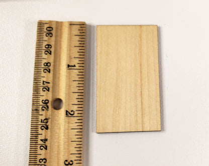 Rectangle Wood Pieces x20 2 3/8" x 1 3/8" Basswood 1/16" thick Blanks Tiles DIY