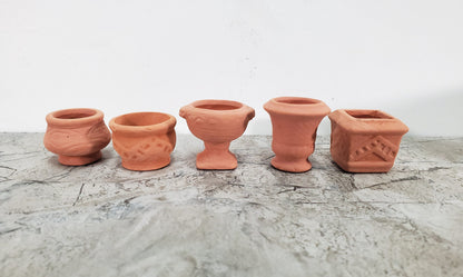 Dollhouse Terra Cotta Pots Planters Set of 5 Unglazed 1:12 Scale Miniatures
