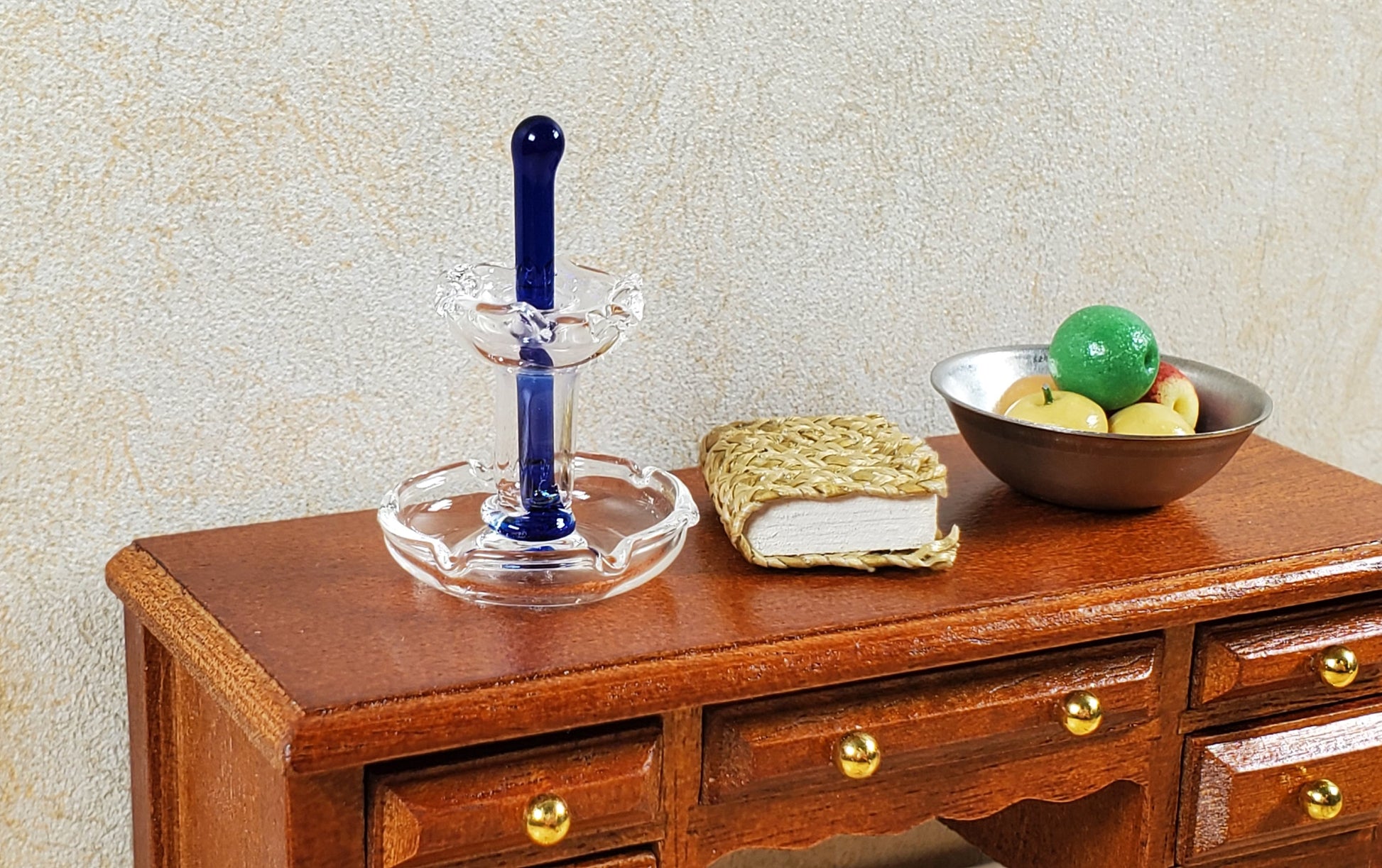 Dollhouse Glass Tiered Serving Tray for Treats or Fruit 1:12 Scale Miniature
