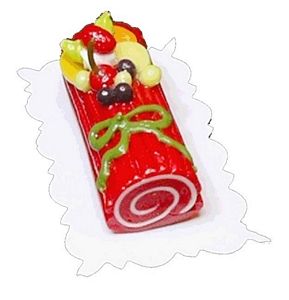 Dollhouse Yule Log Red 1:12 Scale Miniature Dessert Food Kitchen