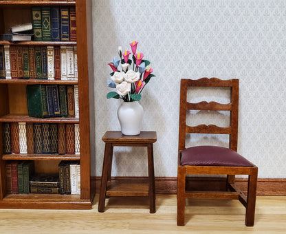 Dollhouse Large Vase of Flowers White Roses Calla Lilies 1:12 Scale Miniature