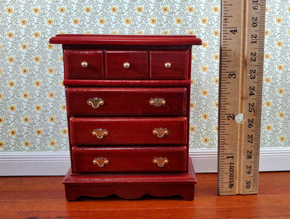 Dolls House Miniature Bedroom Furniture Mahogany Tall Chest of Drawers