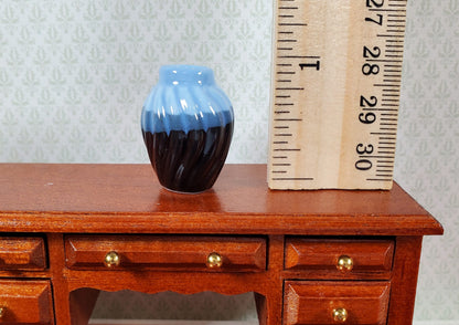 Dollhouse Two Toned Black Ceramic Vase with Wave Pattern 1:12 Scale Miniature