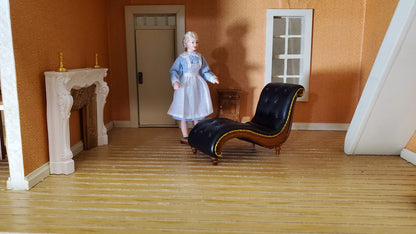 Dollhouse HALF SCALE Chase Lounger Sofa Art Nouveau 1:24 Furniture Faux Leather