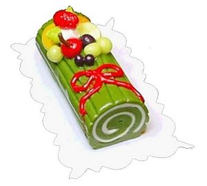 Dollhouse Green Yule Log 1:12 Scale Miniature Dessert Food Kitchen