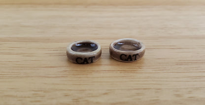 Dollhouse Cat Food Bowls Kitty Dish x2 Brown Ceramic 1:12 Scale Miniature