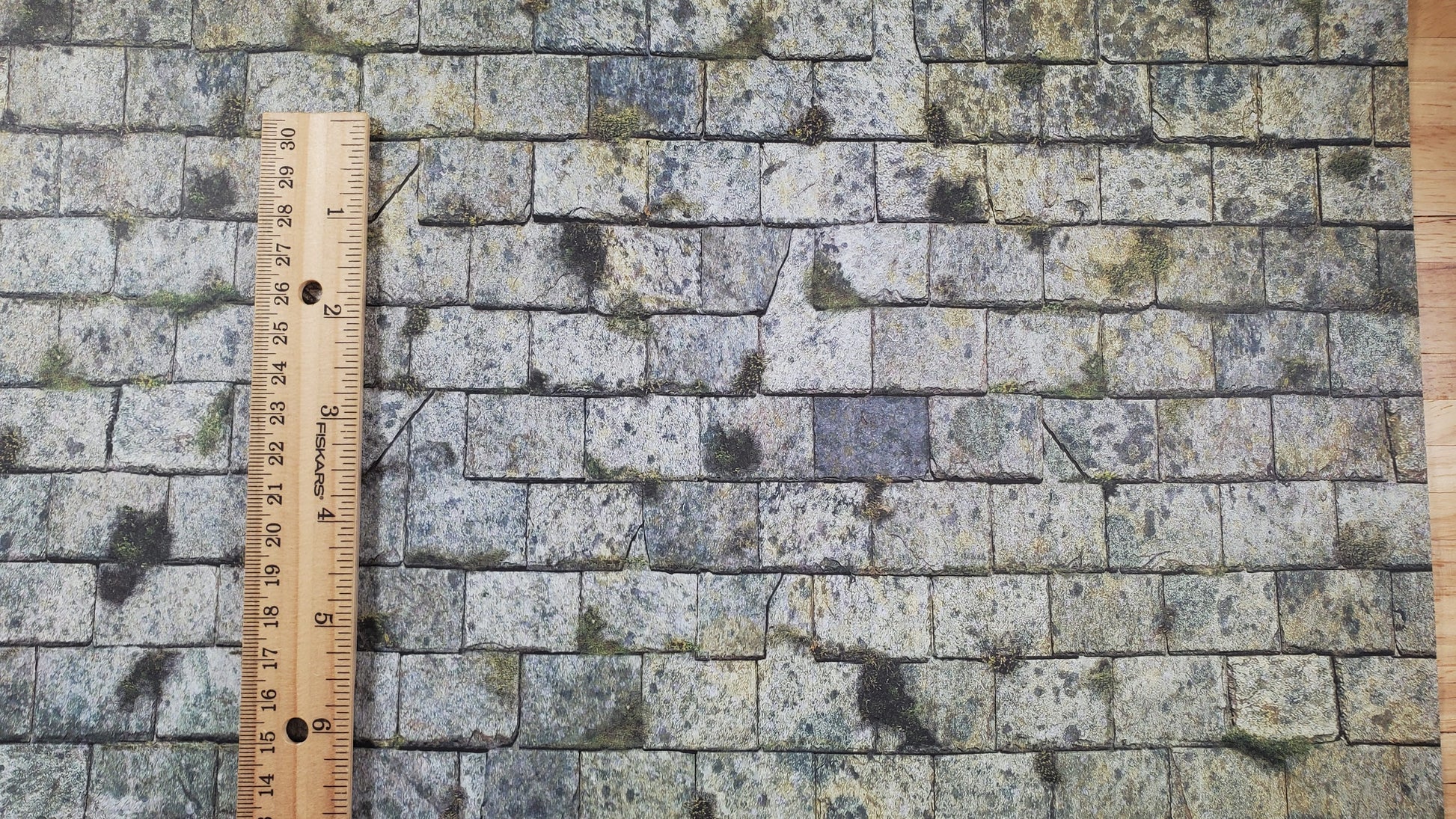 Dollhouse Light Slate Roofing Weathered Moss Sheet Embossed 1:12 Scale Shingles