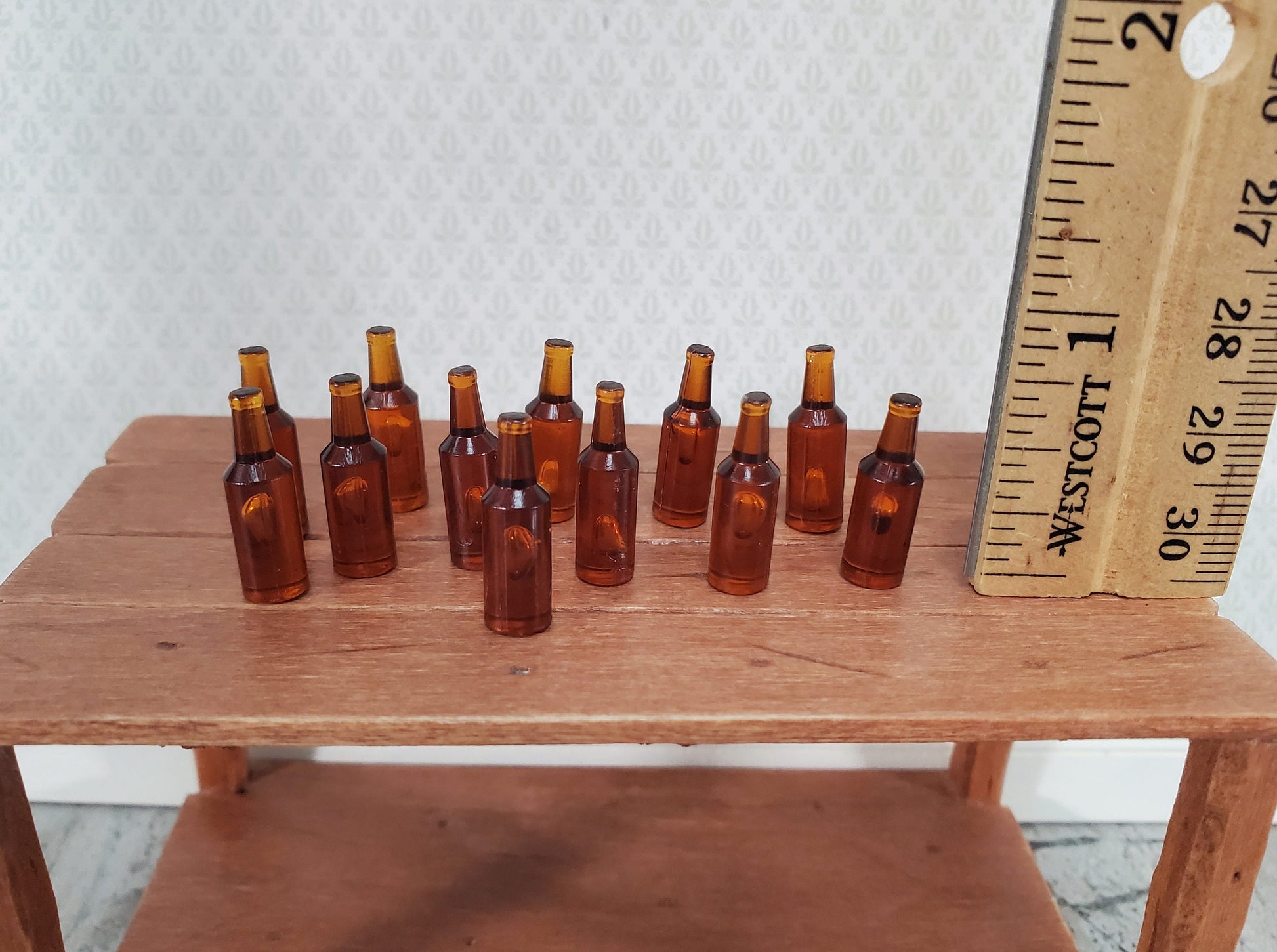 Miniature Brown Bottles Beer Root Beer Ginger Ale 12 Pieces Blanks 1:12 Scale Dollhouse