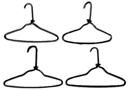 Dollhouse Black Clothes Hangers Set of 4 1:12 Scale Miniature Accessory