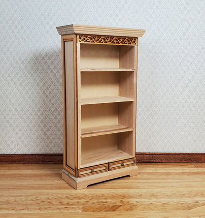 Dollhouse Tall Bookcase with Drawers 1:12 Scale Miniature Furniture