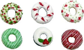 Dollhouse Christmas Donuts Pastries Set of 6 1:12 Scale Miniature Food Dessert
