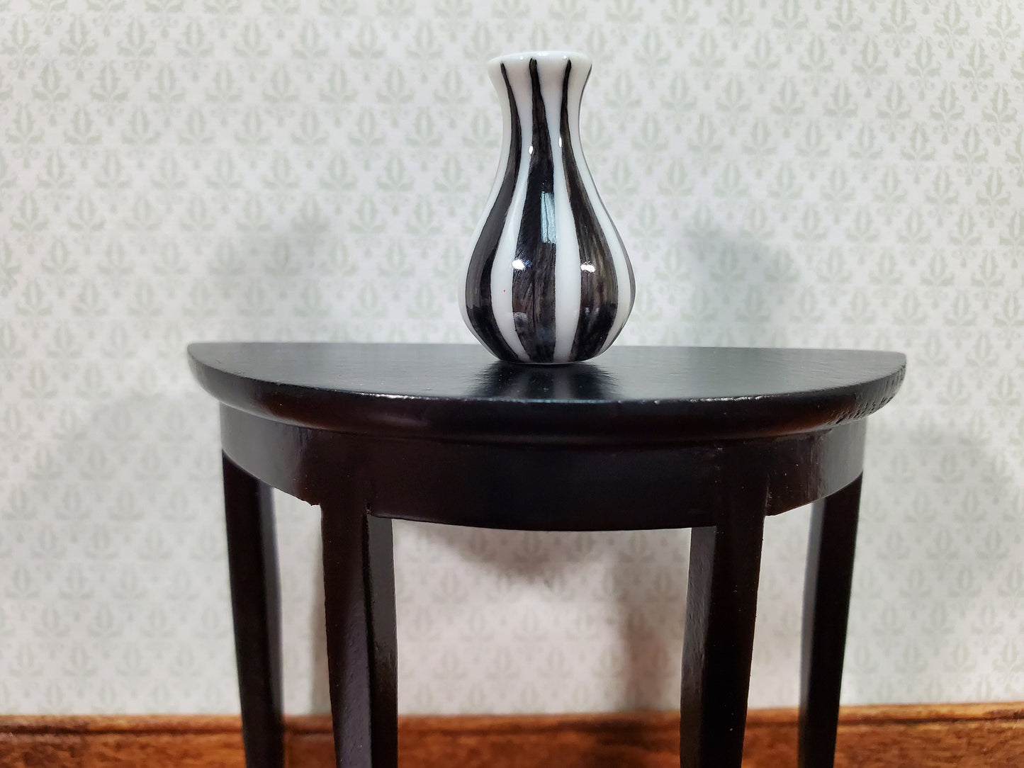 Dollhouse Black & White Vase Ceramic LARGE Modern Use in 1:12 or 1/6 Scale