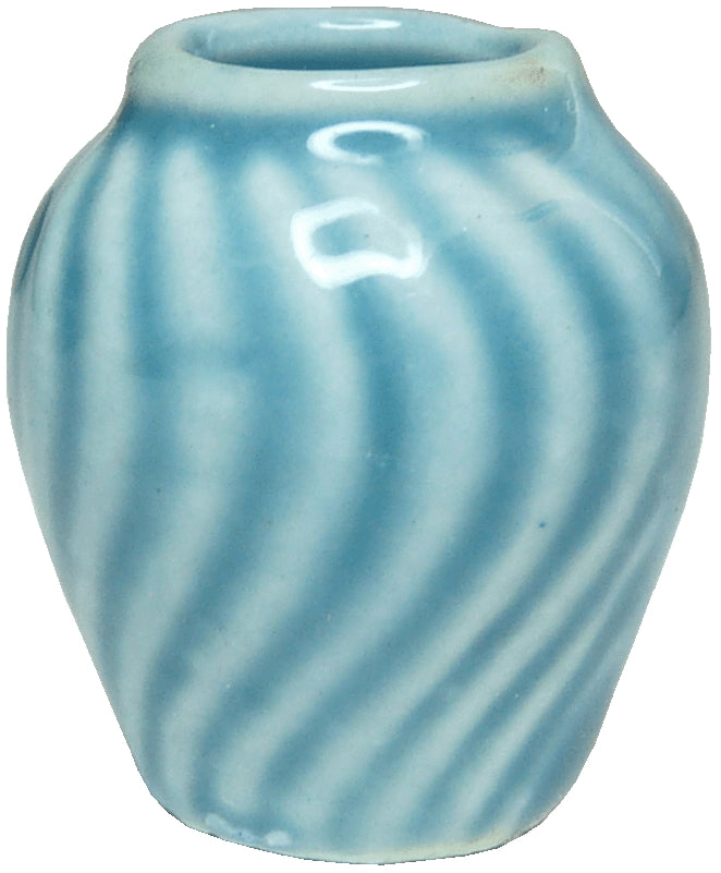 Dollhouse Ceramic Aqua Blue Vase with a Swirl Pattern 1:12 Scale Miniature