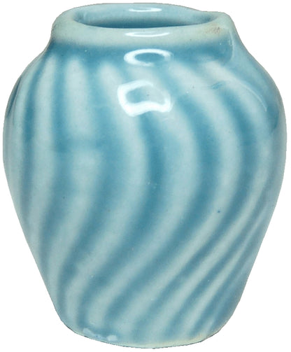 Dollhouse Ceramic Aqua Blue Vase with a Swirl Pattern 1:12 Scale Miniature