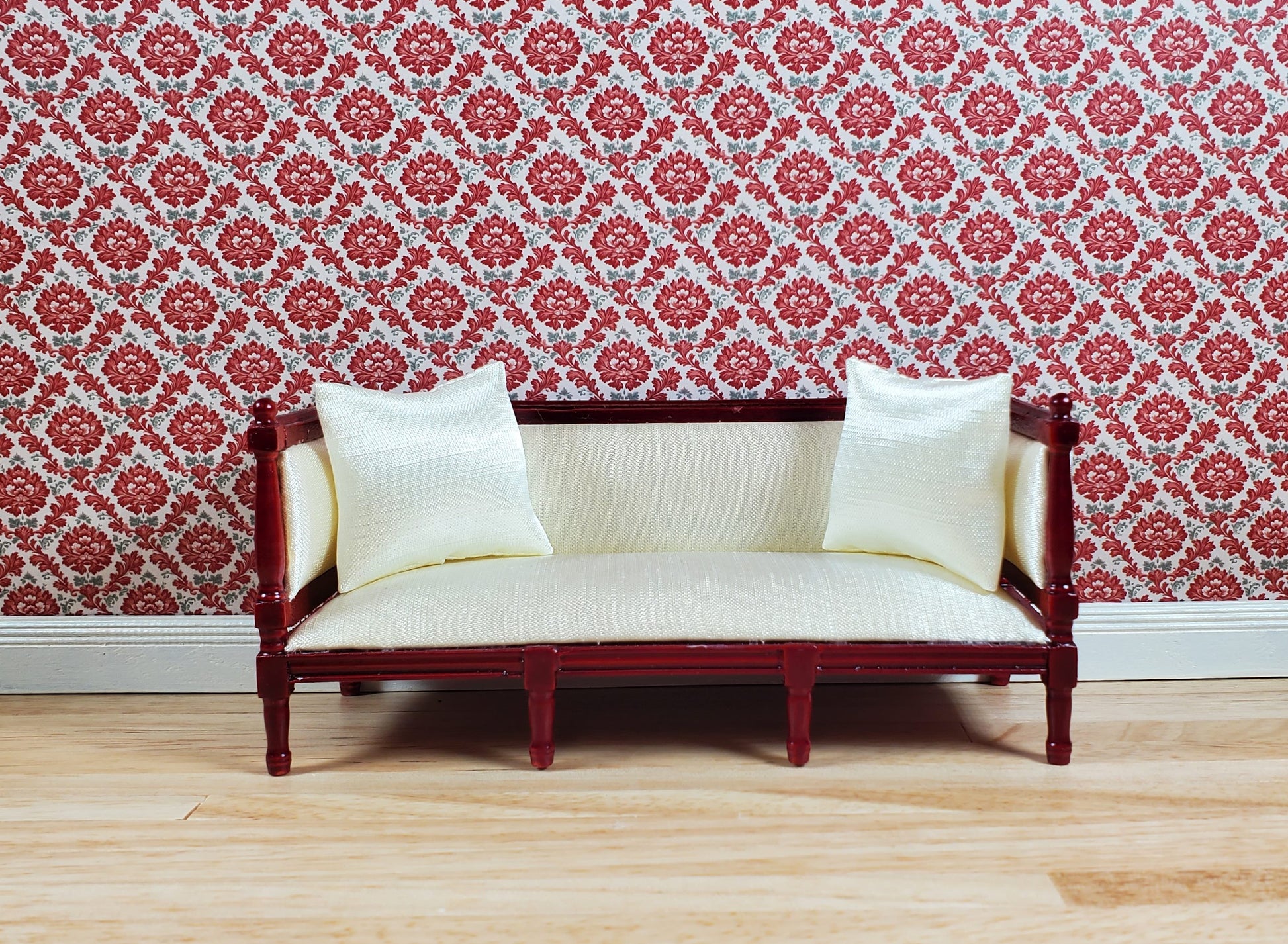 Dollhouse Wallpaper Red Coral Damask 1:12 Scale by MiniatureCrush