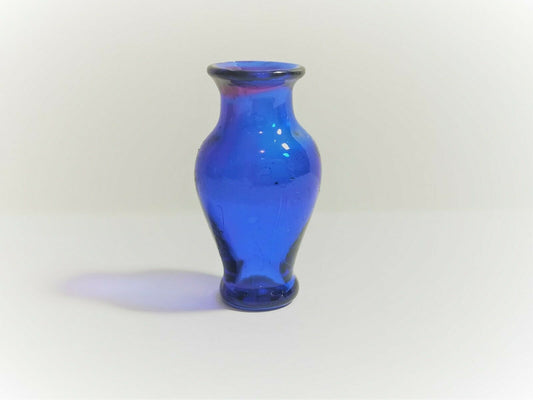 Dollhouse Miniature Cobalt Blue Pedestal Vase Large Glass 1:12 Scale for flowers