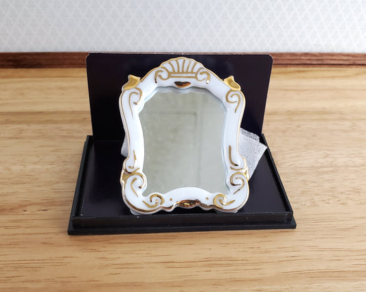 Dollhouse Miniature Mirror Reutter Porcelain White & Gold 1:12 Scale