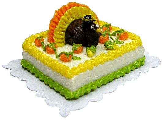 Dollhouse Turkey Thanksgiving Sheet Cake 1:12 Scale Miniature Food Bakery