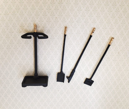 Dollhouse Fireplace Accessory Set Shovel Broom Poker Black 1:12 Scale Miniature