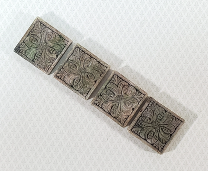 Miniature Tiles Stepping Stones Flower Design Aged Gray Finish Dollhouse 1:12
