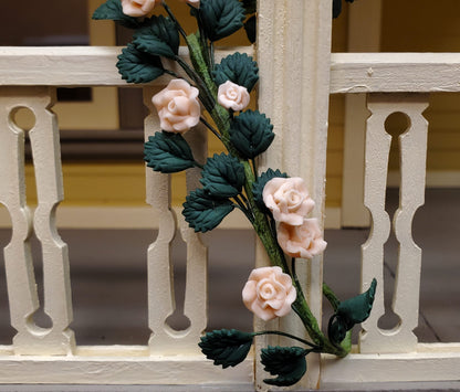 Dollhouse Cream Climbing Roses Vine 1:12 Scale Miniature Garden Flowers