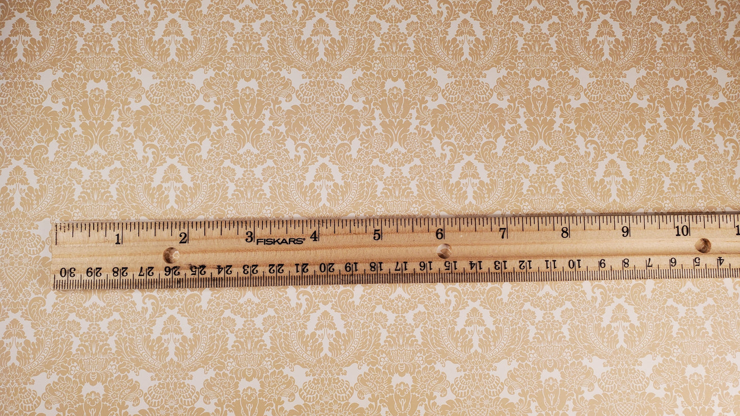 Dollhouse Wallpaper Warwickshire Damask Gold Bradbury & Bradbury 1:12 Scale