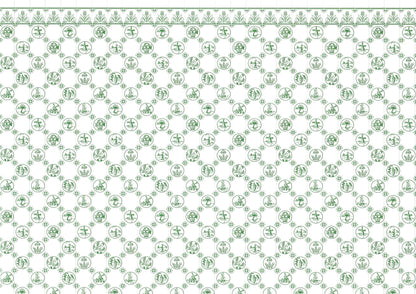 Dollhouse Delft Tile Dutch Wallpaper Green Embossed Card 1:12 Scale Miniature