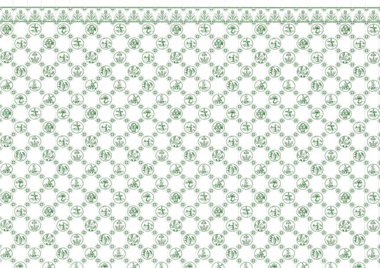 Dollhouse Delft Tile Dutch Wallpaper Green Embossed Card 1:12 Scale Miniature