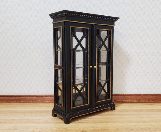 JBM Dollhouse Display Cabinet Black & Gold 1:12 Scale Miniature Furniture