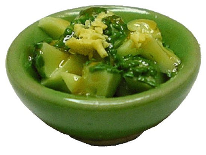 Dollhouse Green Vegetables with Nuts in a Green Bowl 1:12 Scale Miniatures Food