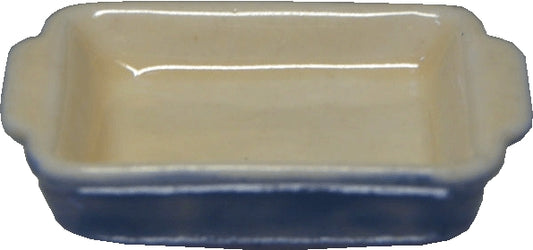 Dollhouse Baking Tray or Pan Ceramic Blue & White 1:12 Scale Miniature Dishes