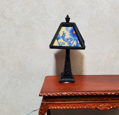 Dollhouse Miniature Table Lamp Arts & Crafts Craftsman Style 1:12 Scale 12 volt