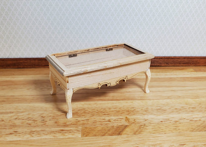 Dollhouse Low Curio Table Display Cabinet Lifting Top 1:12 Scale Miniature