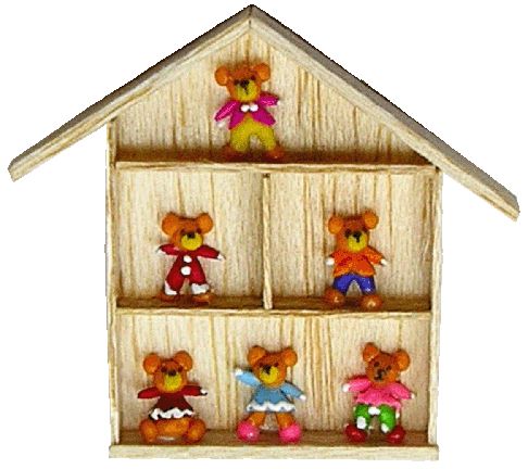 Dollhouse Teddy Bear Collection Shadowbox 1:12 Scale Miniature Toys Accessories