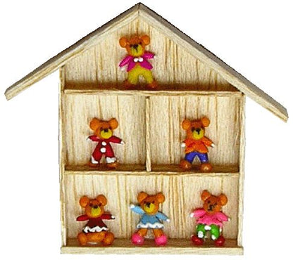 Dollhouse Teddy Bear Collection Shadowbox 1:12 Scale Miniature Toys Accessories