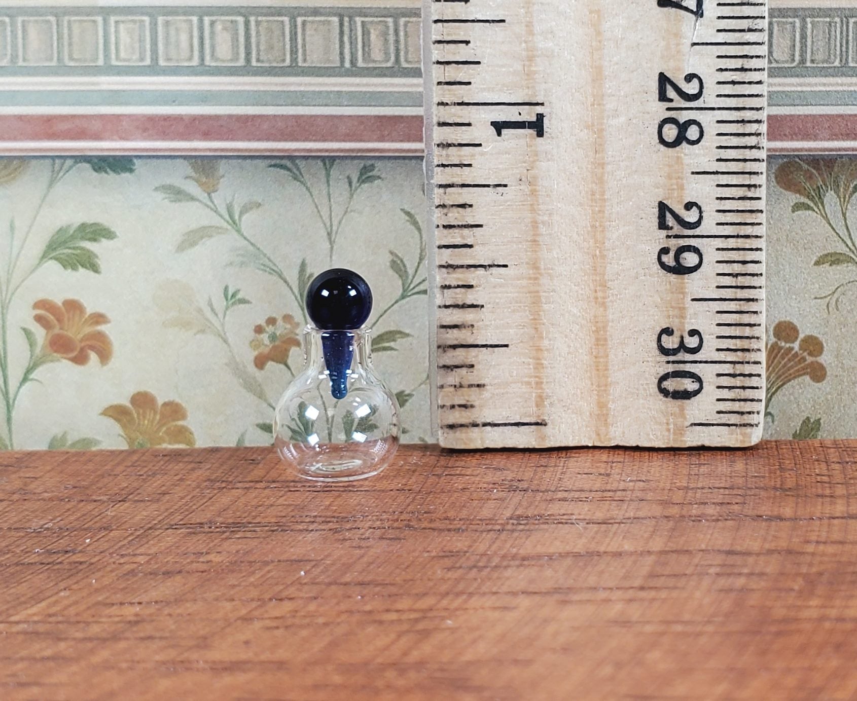 Dollhouse Small Round Bottom Jar with Cobalt Blue Stopper 1:12 Scale Miniature