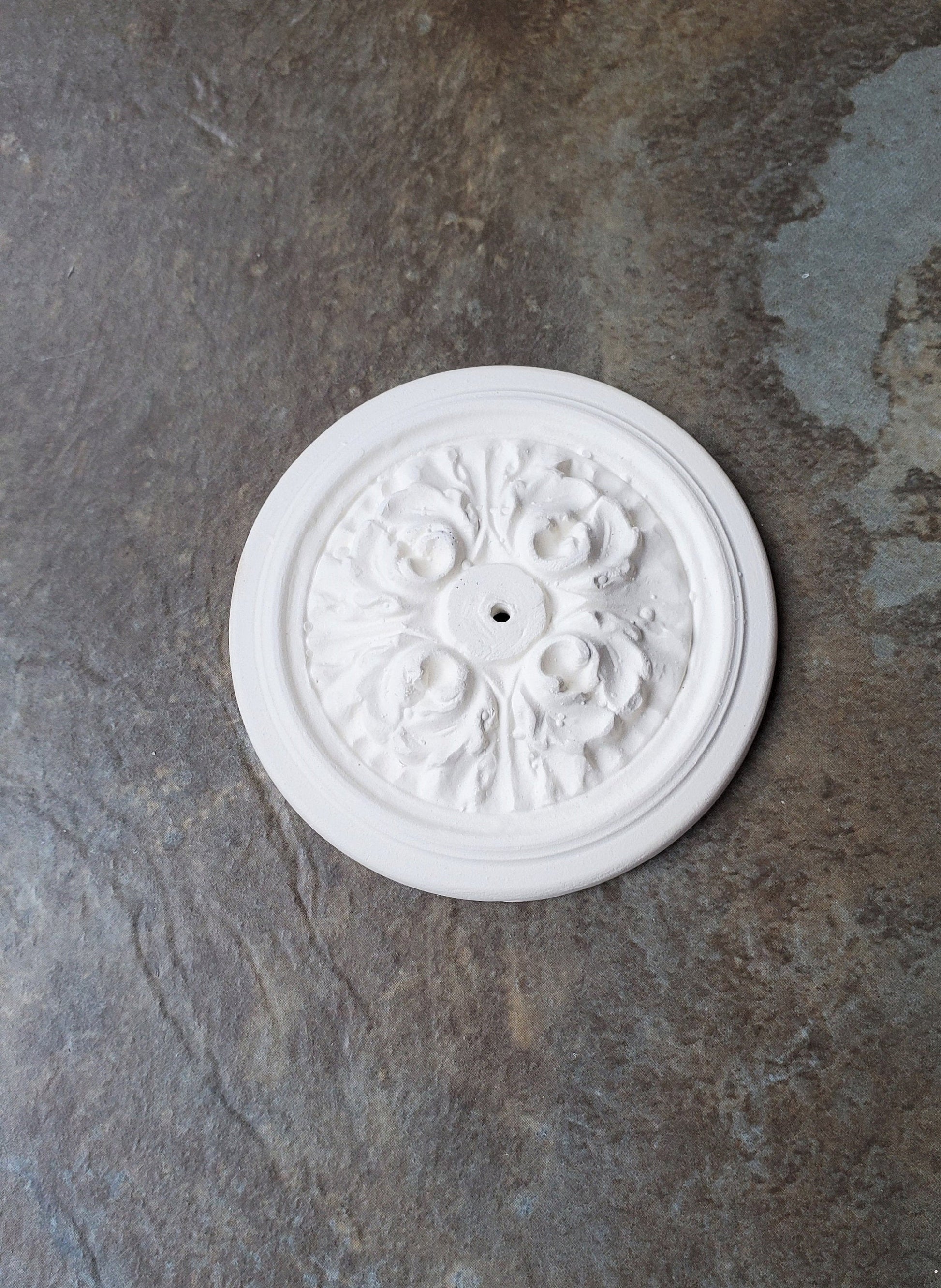 Dollhouse Miniature Ceiling Rose Medallion with Hole Plaster 1:12 Scale 58 mm