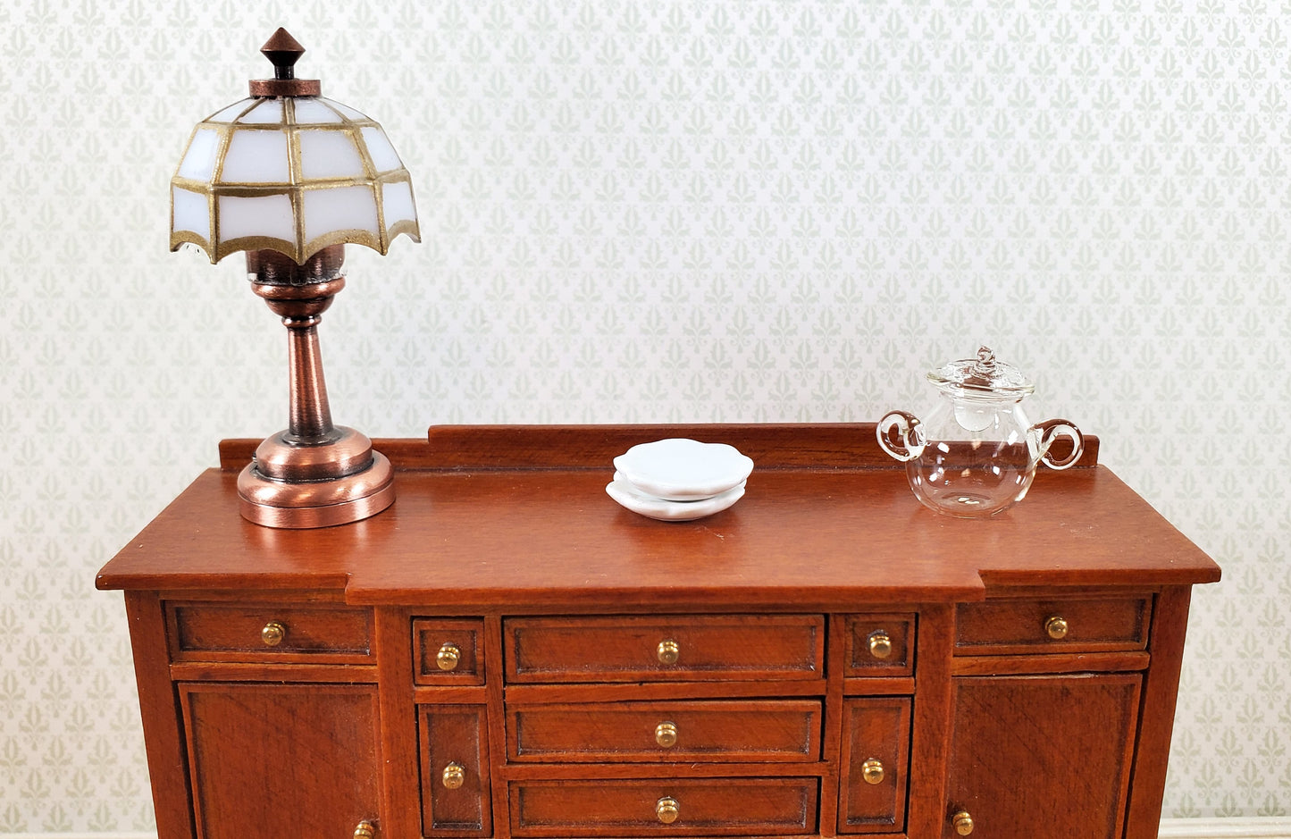 Dollhouse Miniature Jar for Candy or Sugar Handles and Top Clear Glass Pot Belly