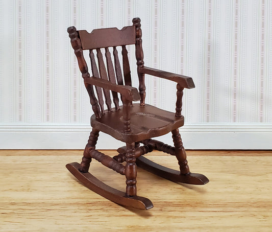 Dollhouse Rocking Chair Boston Style Rocker Walnut Finish 1:12 Scale Miniature Furniture