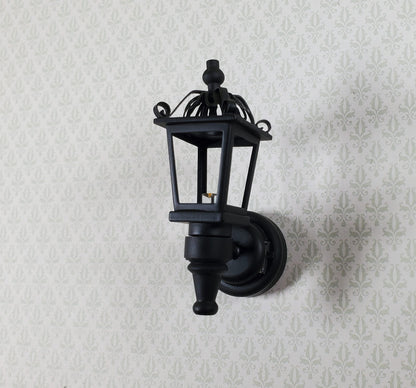 Dollhouse Battery Light Coach Lamp Black Metal Large 2" 1:12 Scale Miniature