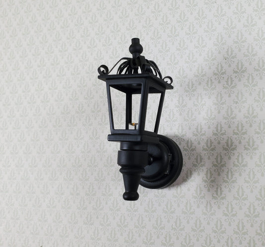 Dollhouse Battery Light Coach Lamp Black Metal Large 2" 1:12 Scale Miniature