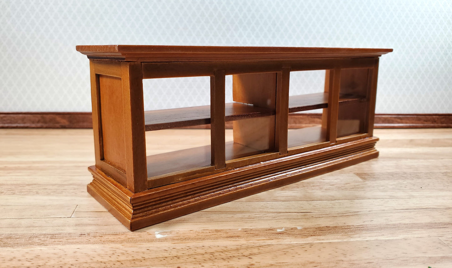 Dollhouse Low Display Counter for Bakery Store or Shop 1:12 Scale Walnut Finish